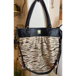 Kalencom Tote/Diaper Bag New Orleans Zip Double Handle Metallic Cheetah Print